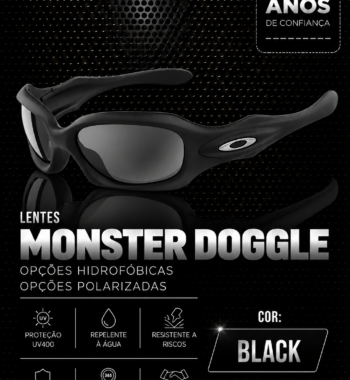 Lentes MONSTER DOGGLE BLACK — opções hidrofóbicas e polarizadas