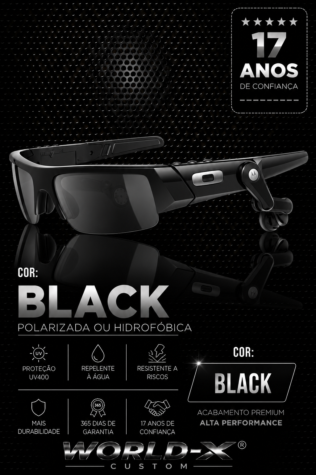 O ROKR Black — capa World-X Custom com fundo preto e informações do catálogo