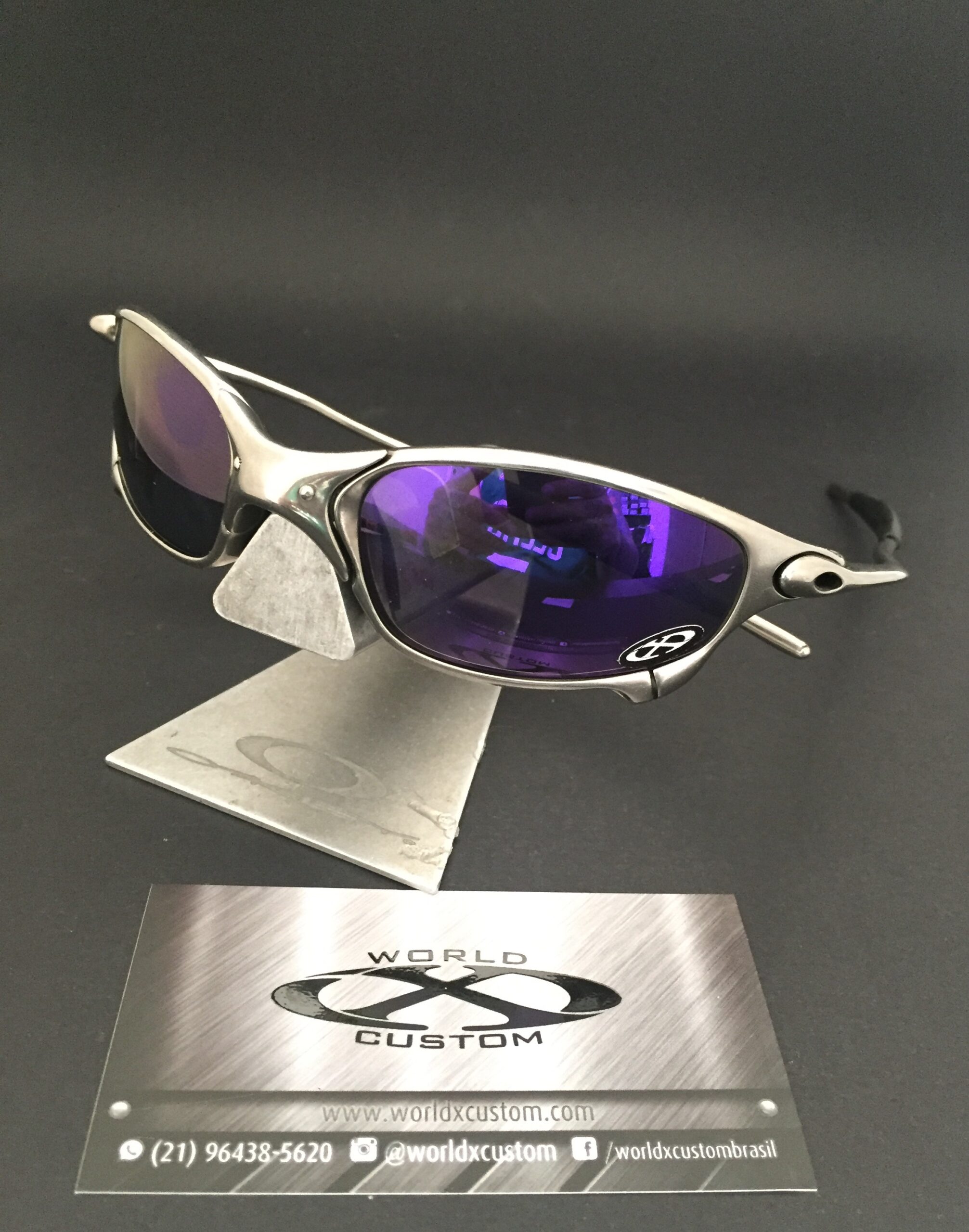 ÓCULOS OAKLEY JULIET POLISHED (SEMINOVO) –  LENTES VIOLET CUSTOM